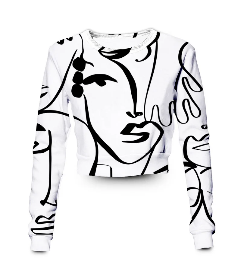 

Custom Made Art Faces Fashion Sublimation Print Women Clothing Crop Sweatshirt Crewneck
