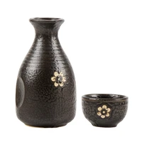 ceramics wine pot cup japanese black gold flower 300ml sake pot water ware bar decoration household kitchen supplies drinkware