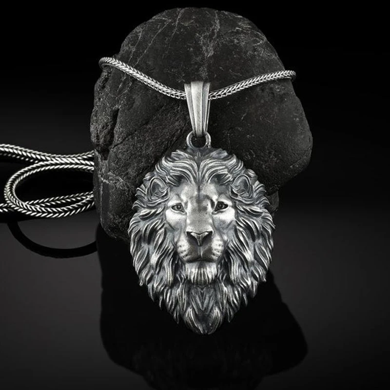 New Domineering Lion Head Pendant Men's Trendy Fashion Hip Hop Necklace Ins Personalized Jewelry Accessories |