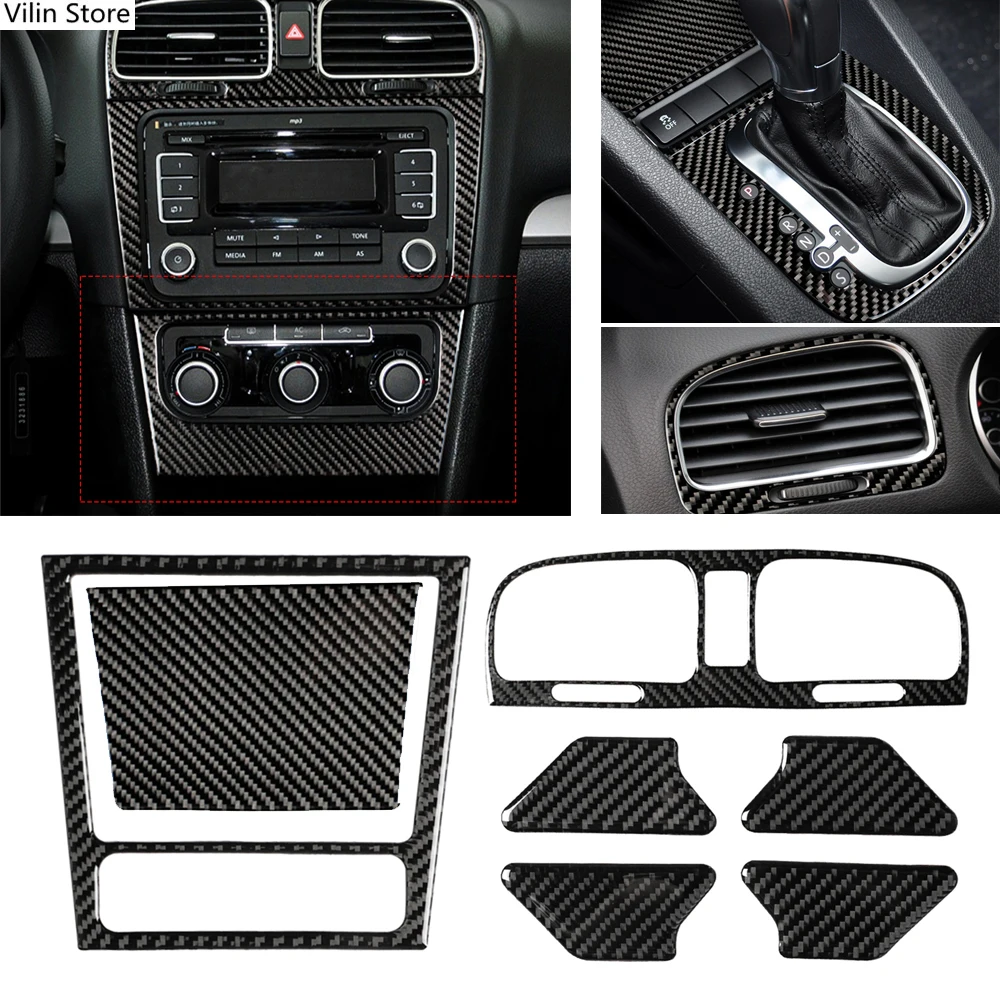 

Carbon fiber For VW Golf 6 08-12 gti R MK6 Car Stickers Interior Styling Gear Shift CD Media Panel Air Vent Cover Trim Sticker