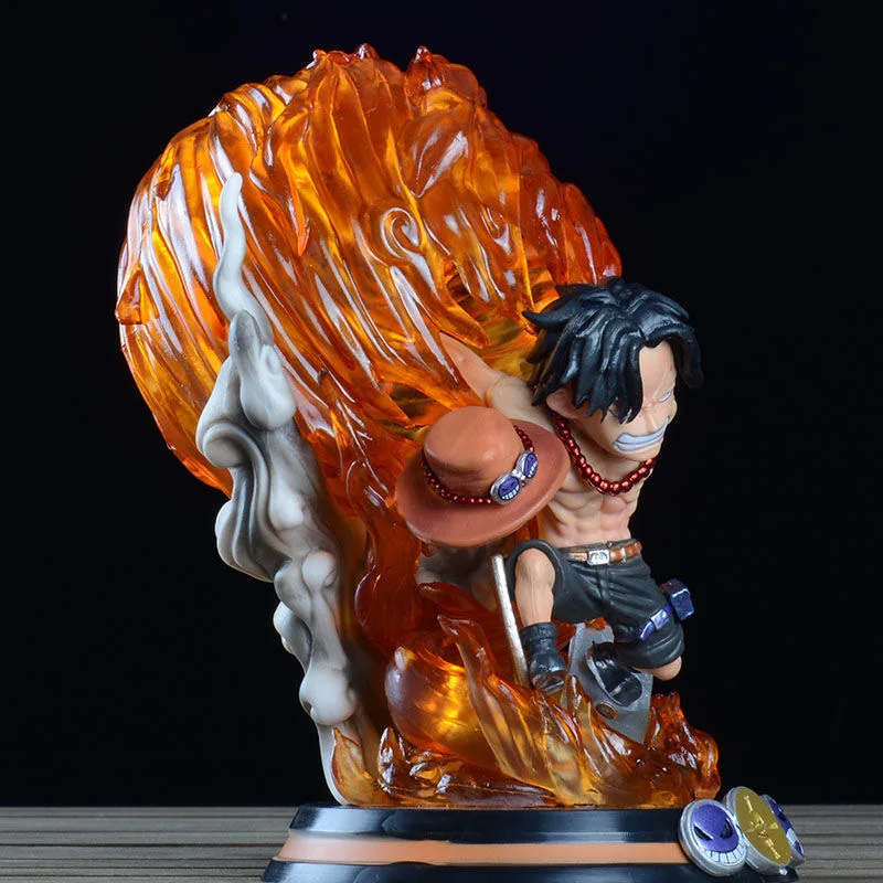 Аниме Слитная мини-статуя Луффи 16 см Ace Fireball Ver. Экшн-фигурка из ПВХ коллекционная