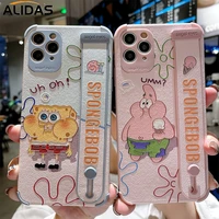 wristband phone case for iphone 12pro max 11 pro 7 8 plus x xs 12 11promax xr se soft cover sponges patrick bobs star spongebobs