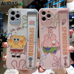wristband phone case for iphone 12pro max 11 pro 7 8 plus x xs 12 11promax xr se soft cover sponges patrick bobs star spongebobs free global shipping