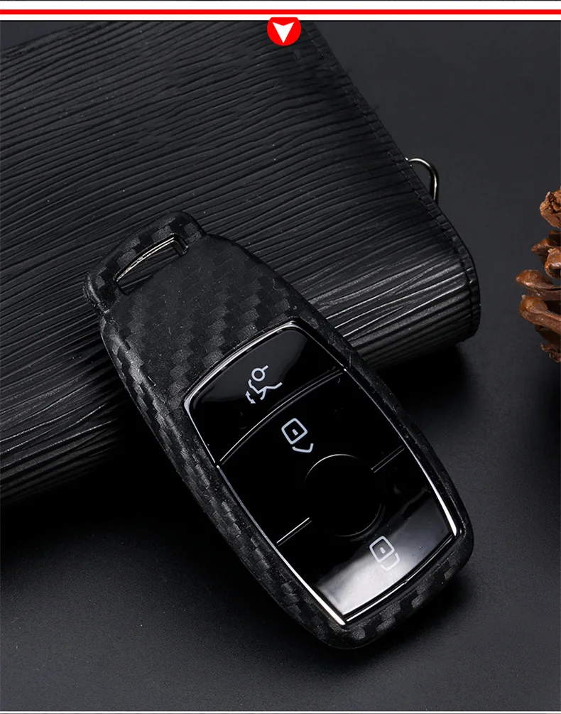 Силиконовый чехол с узором из углеродного волокна для Mercedes Benz E-Class E43 W213 E300 E400 ключи седан с брелками