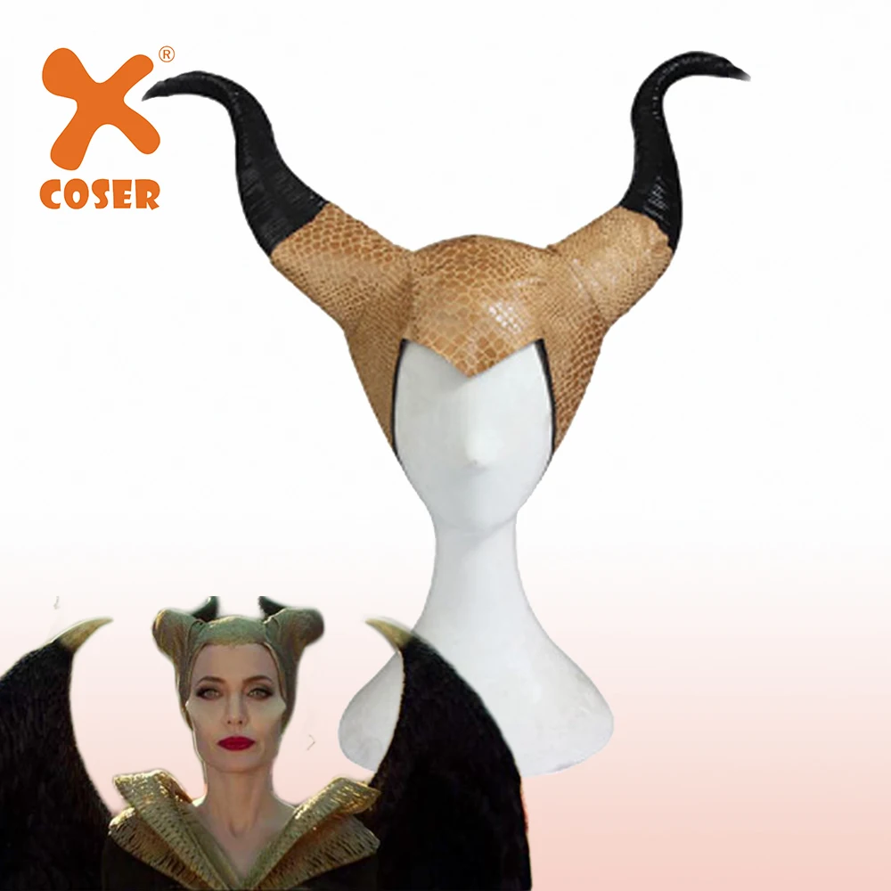 Xcoser Maleficen желтый латекс головные уборы Косплей Уборы Хэллоуин вечерние