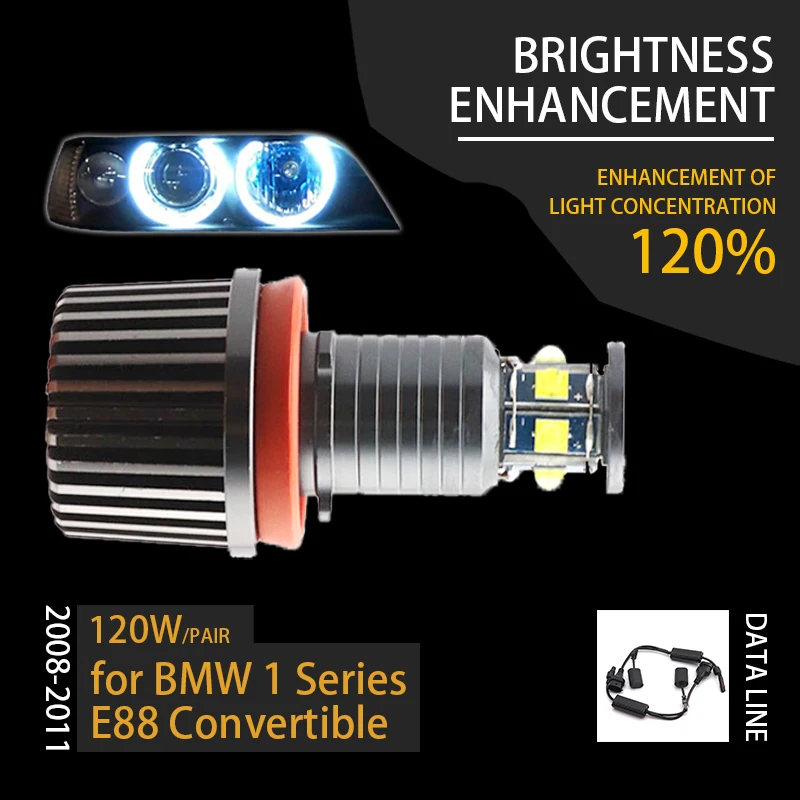 

For Angel Eyes 120W H8 Super White 6000k Halo Ring LED Light for BMW 2008-2011 1 Series E88 Convertible Super Bright