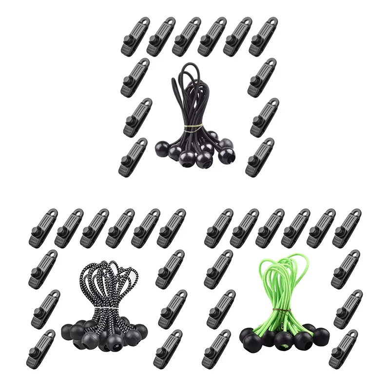 

Reusable Tent Clamp Outdoor Camping Canvas Fixing Clip Plastic Wind Clip 12Pcs Windproof Tent Plastic Fixing Clip + Elastic Rope
