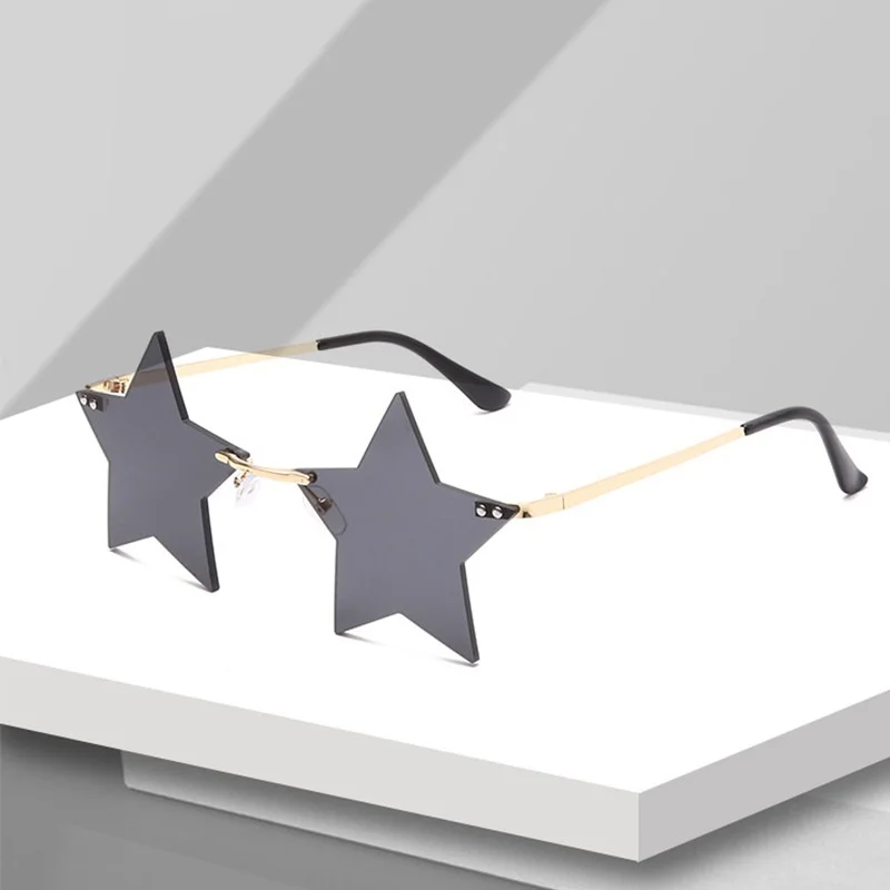 

Individual Design Five-pointed Star Sunglasses For Women Rimless Big Star shape Shades Funny Steampunk Sun Glasses Female UV400