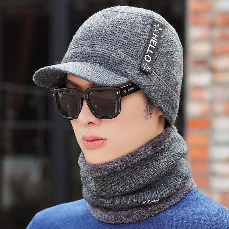 Зимние шапки Скалли Beanies шапка для мужчин и женщин шерстяная вязаная теплая плюшевая шапочки с шарфами Балаклава маска Knitted шапка вязаная зимняя Лыжная шапка