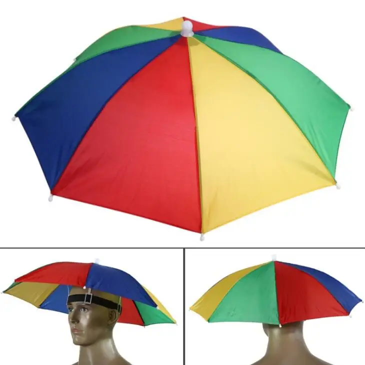 구매 휴대용 우산 모자, 태양 그늘, 방수, 야외 캠핑, 하이킹, 낚시, 축제 파라솔, 접이식 브로리 캡, 55cm, LX1990