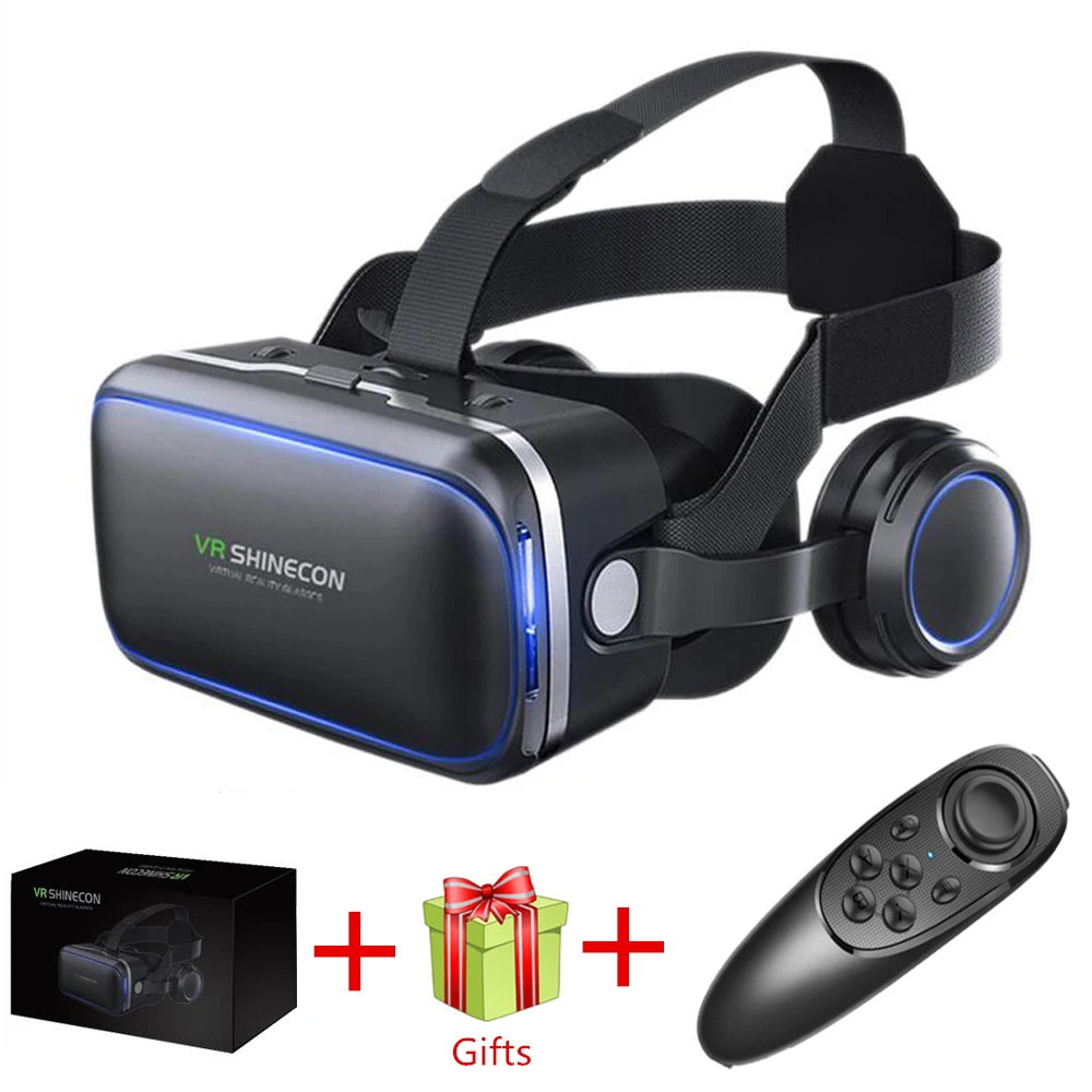 VR shinecon 6.0 гарнитура Версия Очки виртуальной реальности 3D очки гарнитура шлемы смартфонов полный пакет+ геймпад - Цвет: Bundle 4