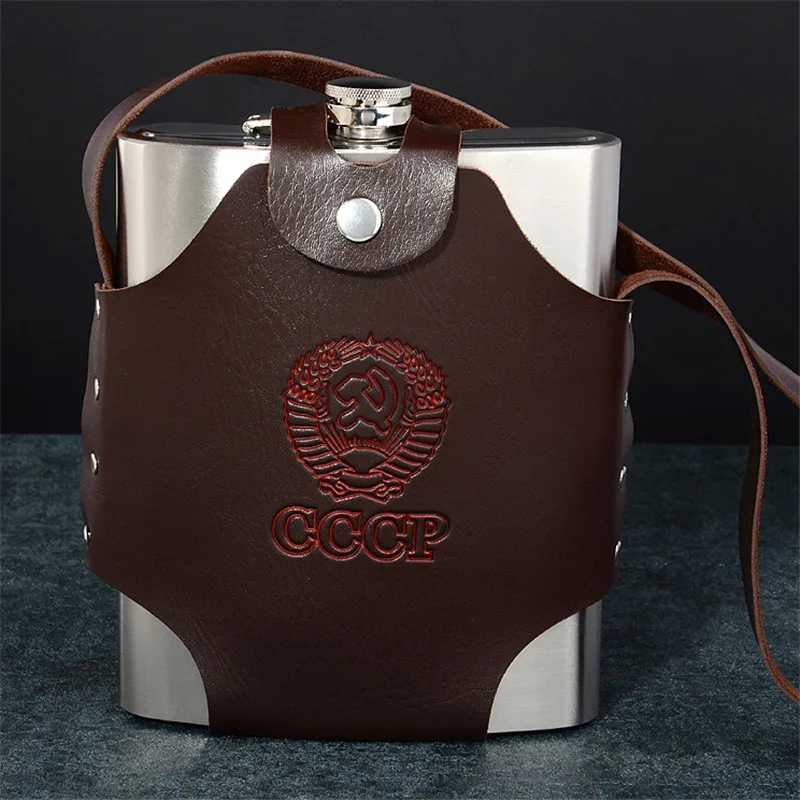 Горячая 18/32/48/64oz bpa бесплатно оверсайз, произведенный на одной винокурне отпечаток кувшин cccp Портативный Творческий спирта из нержавеющей стали плоская фляжка комплект с сумкой в комплекте - Цвет: 48oz