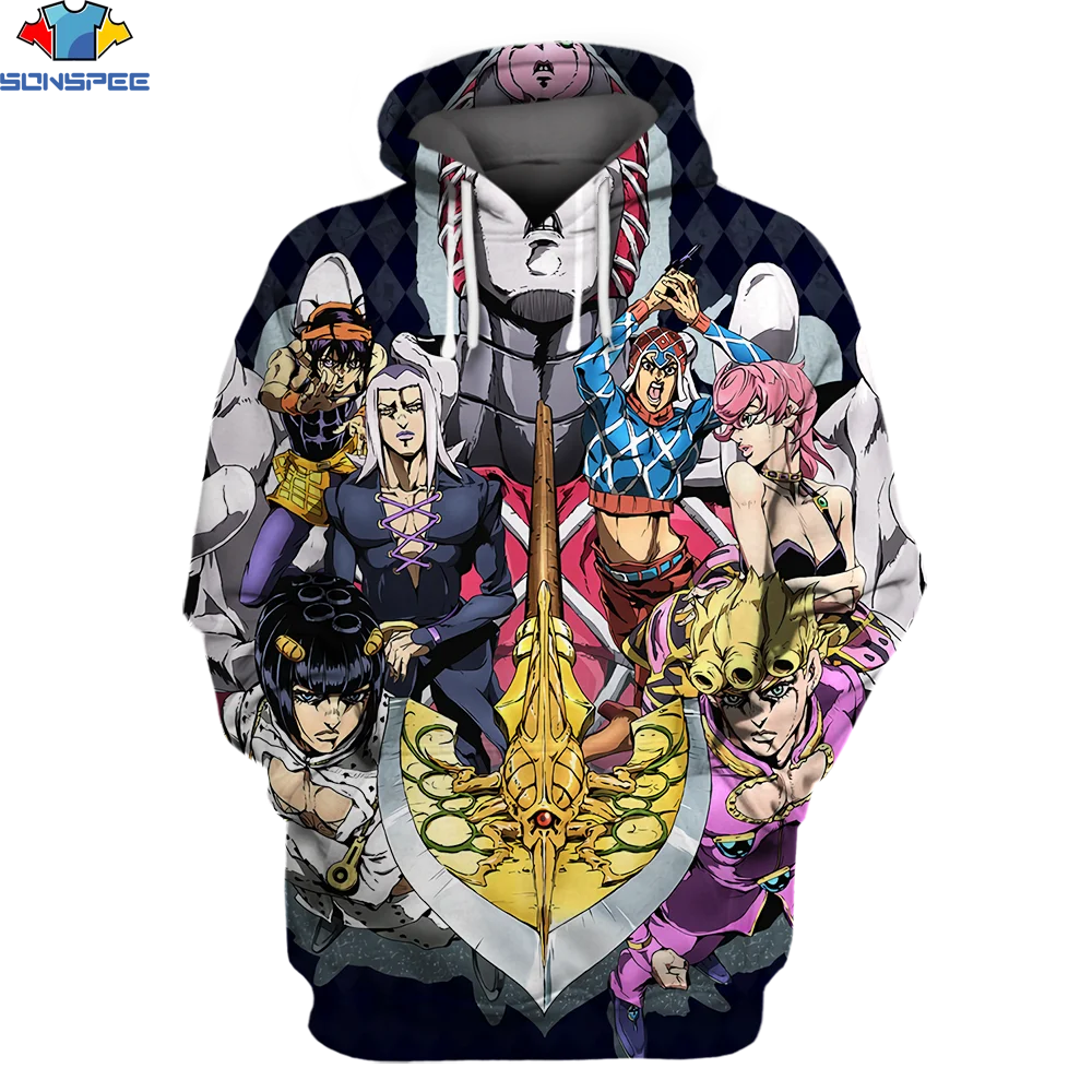 

SONSPEE 3D Japanese Anime Jojo's 2021 Popular Sweatshirt Harajuku Streetwear Unisex Clothing Warm Men Women Hoodies Clothing