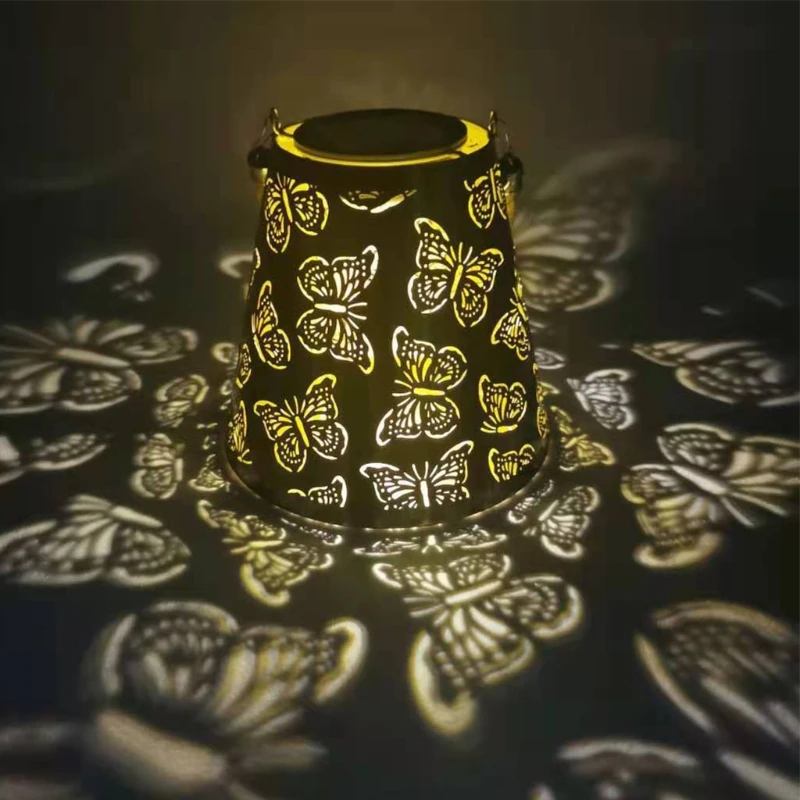 

Retro Hollow Out Solar Lantern Outdoor Decorative Hanging Metal Lights Yard Garden Waterproof