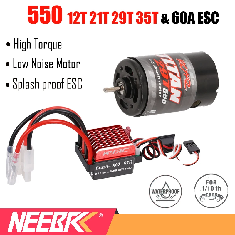 550 щеточный двигатель 12T 21T 29T 35T 60A ESC для 1:10 RC Crawlefor HSP HPI Wltoys Kyosho TRAXXAS 1/10 RC Crawler внедорожный альпинизм