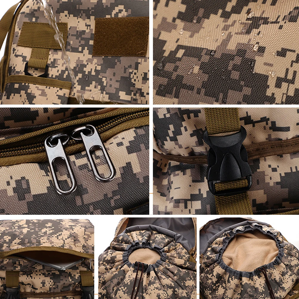 

80L Travel Camping Backpack Hiking Army Climbing Oxford Bags Trekking Mountaineering Large Capacity Camouflage Tactical Bag