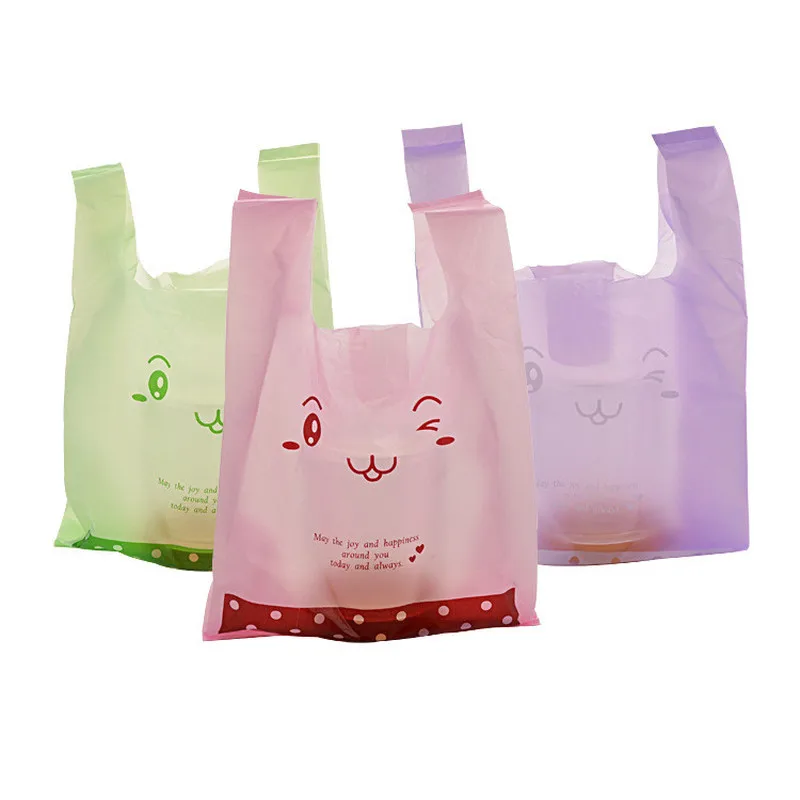 

100pcs/lot Supermarket Shopping Plastic bags New Materiat Vest bags Gift Cosmetic Bags Food packaging bag