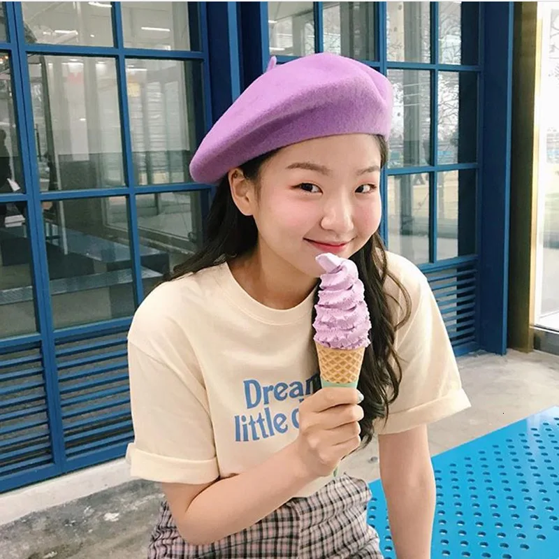 Зимние недорогие однотонные береты женская шапочка женские шапки Дамская шапка