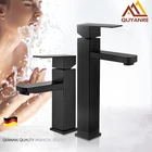 Quyanre матовый черный квадратный смеситель для умывальника черный смеситель для умывальника для ванной комнаты смеситель с одной ручкой Torneira da bacia