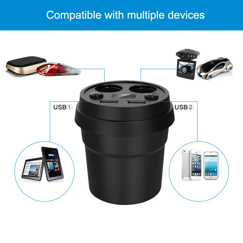 Автомобильное зарядное устройство с 2 usb разъемами адаптер для прикуривателя