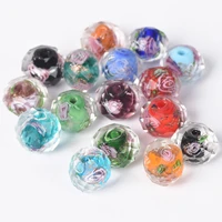 10pcs 10mm 12mm rondelle faceted crystal flower lampwork glass loose spacer beads for jewelry making