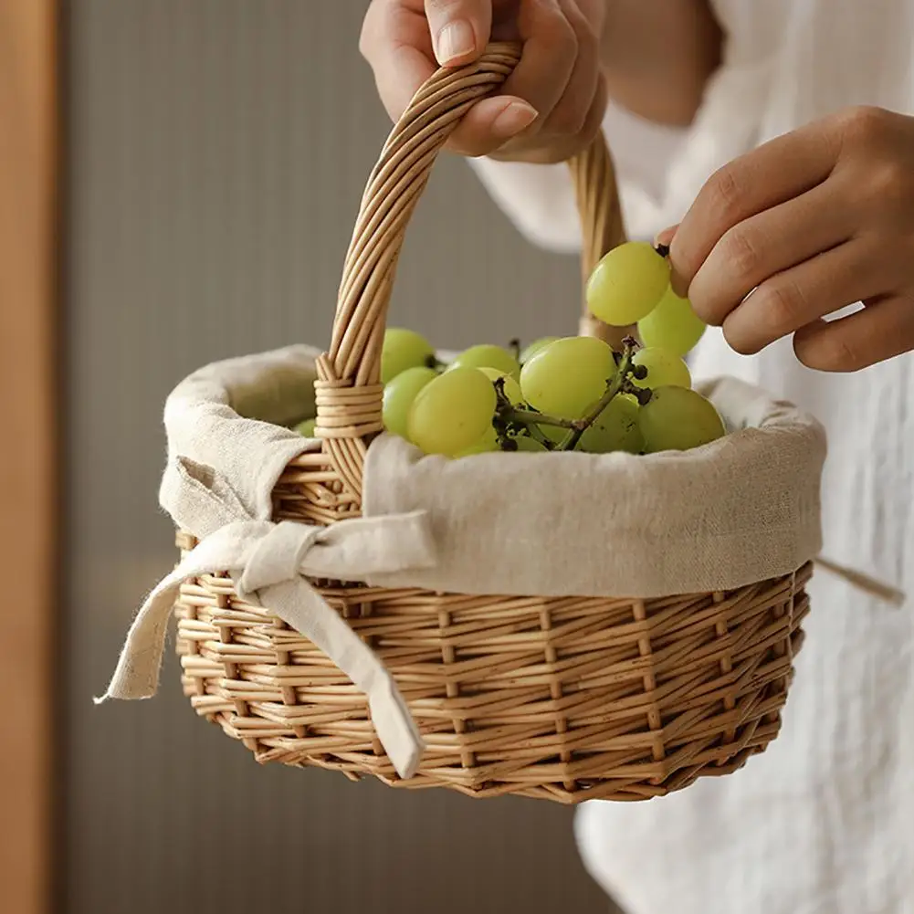 

Wedding Basket Bow-knot Featuring Large Capacity Multi-purpose Wedding Bridal Girl Flower Basket for Fruit