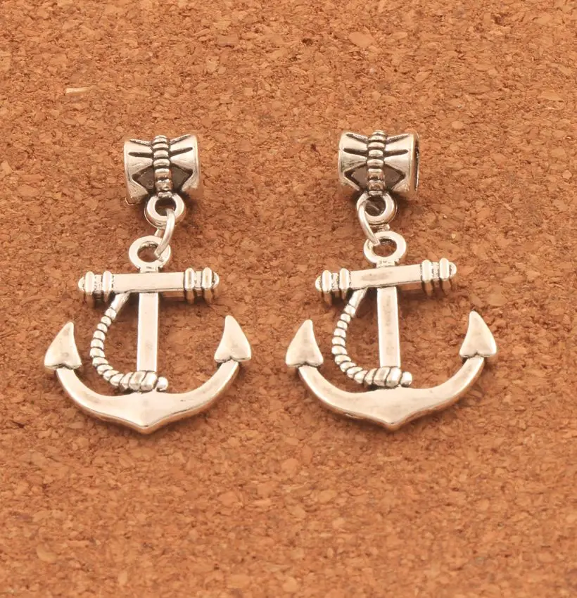 

100pcs Zinc Alloy Rope Anchor Charm Beads Dangle Fit European Bracelets B007 19.5x33mm