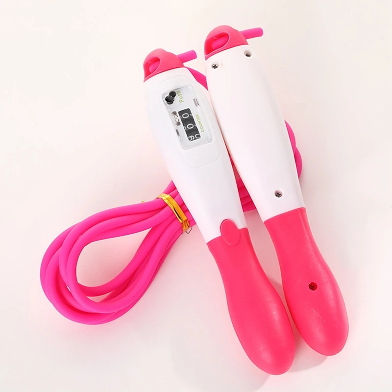 

2021 New 1pc Adjustable Frosted Rubber Skipping Rope Fitness Sports Counting Skipping Children 4 Colors rope length about 195cm