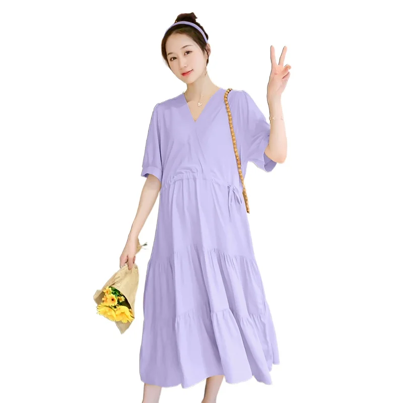 

Loose Dress Baggy Clothes for Pregnant Women V-neck Summer 2021 Women Fashion Clothing Casual Elegant Women's Dresses
