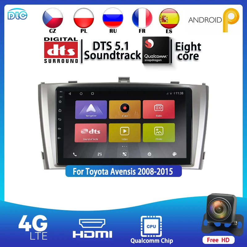 DLC чип Qualcomm 1280*720 IPS 10 дюймов Android 9 0 GPS Стерео FM/RDS DTS BT WIFI + 4G для Toyota Avensis 4 64G DSP