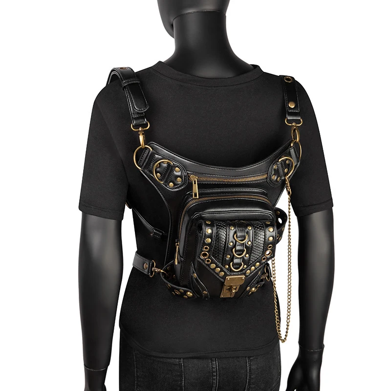 Top Brand Women's Retro Waist Bag Punk Locomotive Steam Chest Bag Designer Lady Luxury Backpack Mens Cross Body Bag Fanny Pack