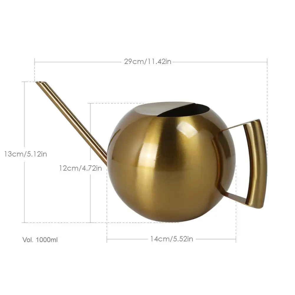 

1000ml Stainless Steel Watering Can Fleshy Watering Kettle Gold Color Long Mouth Garden Watering Pot
