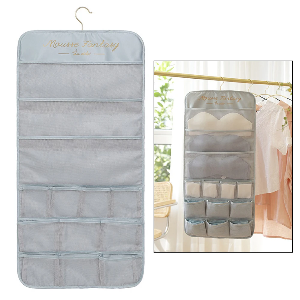

For Wardrobe Ties Socks Bra Rack Hanger Foldable Underwear Organizer Closet Sundries Storage Bag Double-Sided Hanging Bag