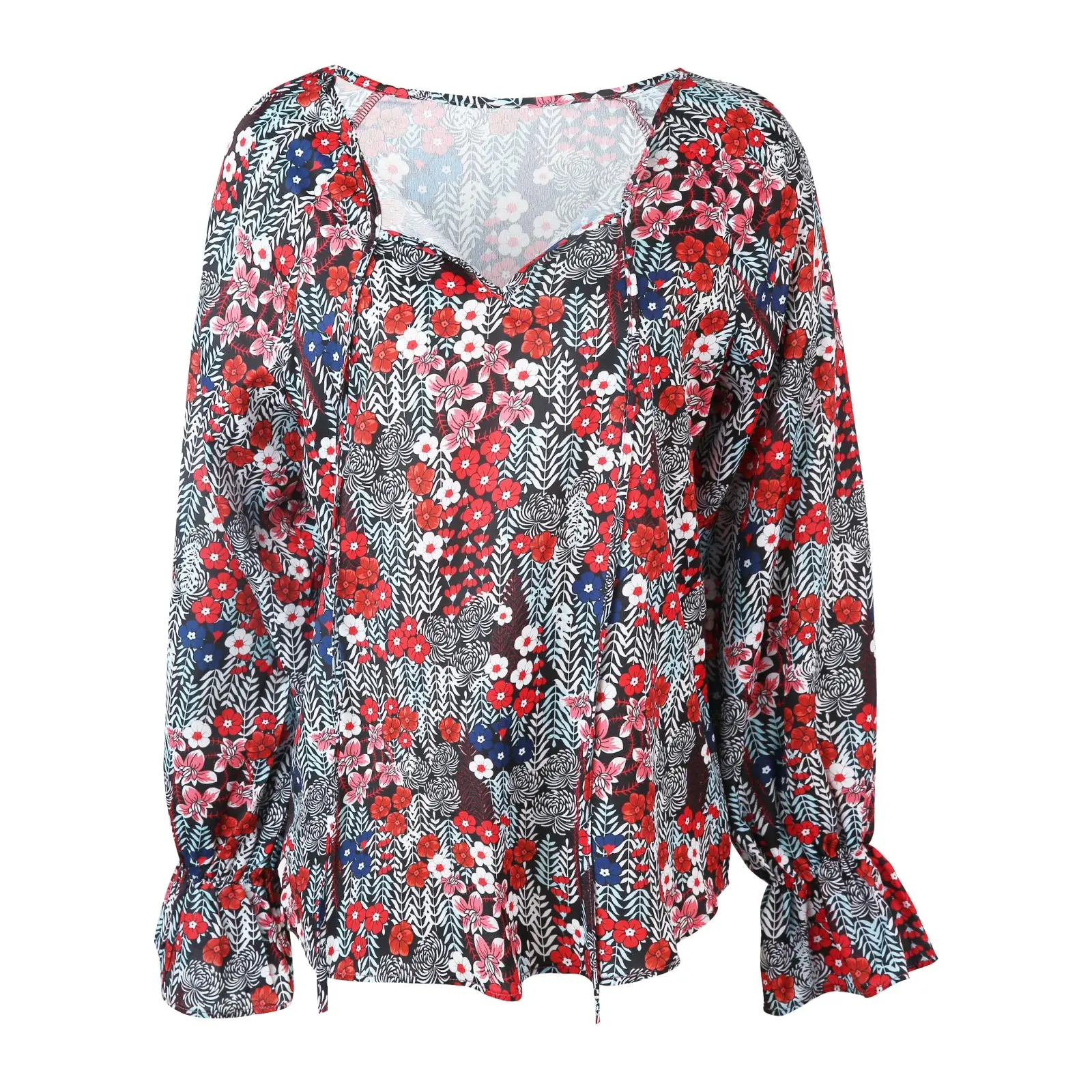 

Женская блузка с длинным рукавом и цветочным принтом, 4 цвета, S/M/L/XL/XXL