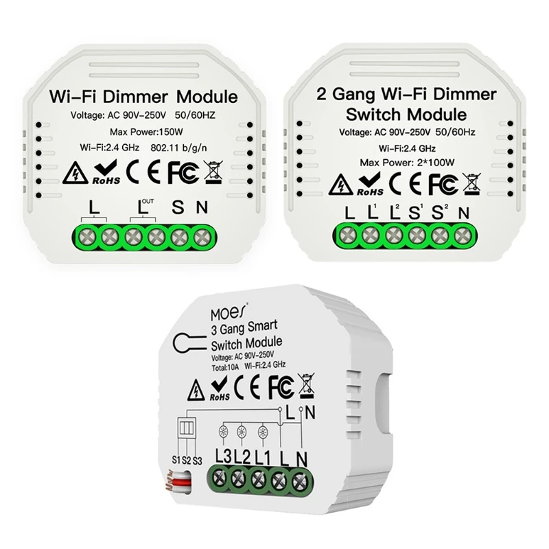 

P82F Smart Dimming Switch Concealed Wifi Timing Switch Mobile Phone App Control 2 Gang Concealed Wifi Dimmer Switch Module