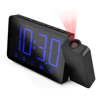 projection clock with fm radio digital alarm clock with large led display table clock projector dual alarm electronic clock watc