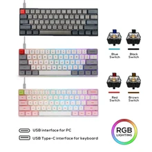 Original Skyloong SK61 GK61 Mechanical Keyboard PBT Keycap USB Wired Gateron Optical Switch RGB Backlit Game PC Desktop Laptop
