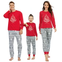 christmas pajamas set cute parent child sleepwear homewear print round neck cotton loungewear leisure and warm pyjamas women