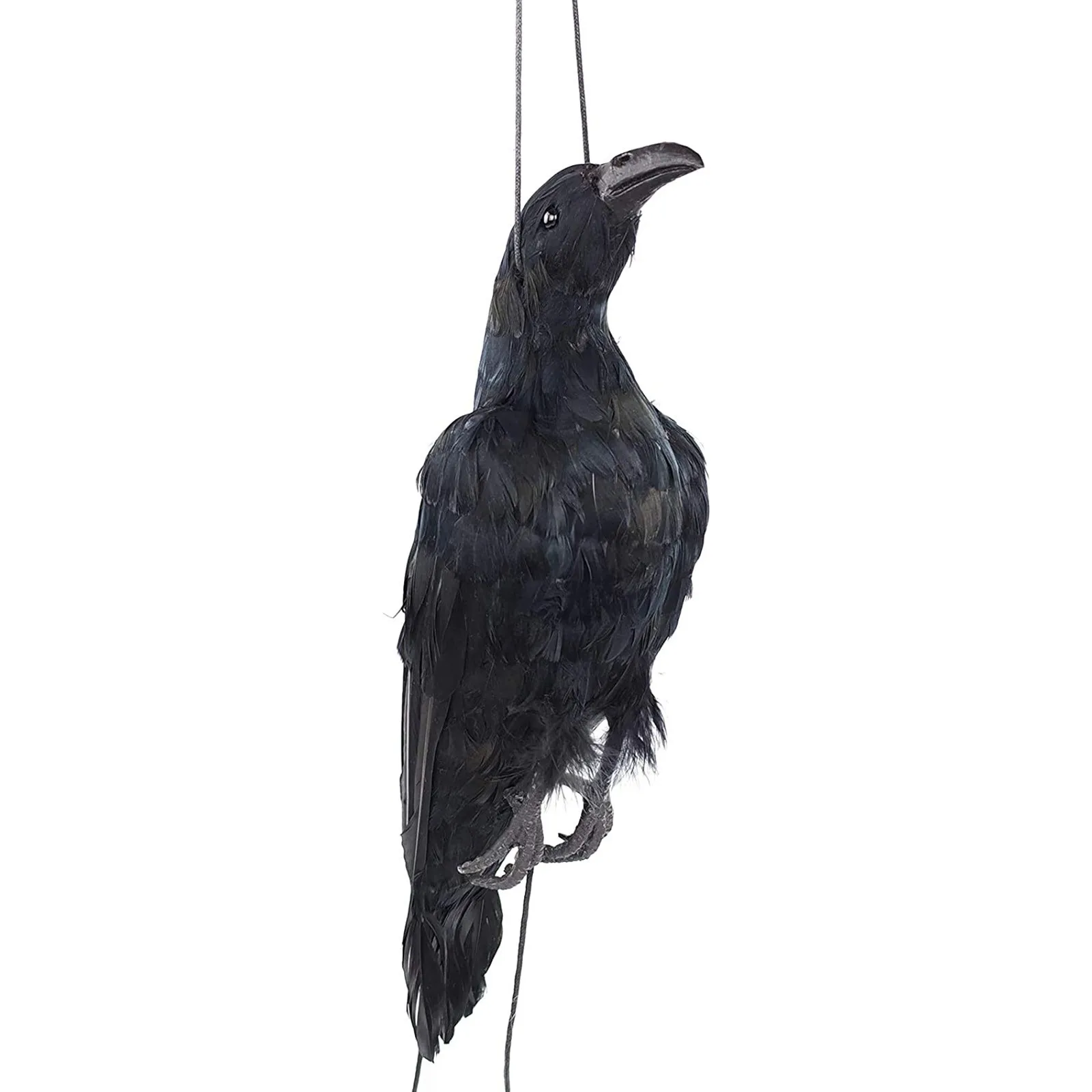 

Bird Mold Animal Ornaments Realistic Hanging Dead Crow Decoy Lifesize Extra Black Feathered Crow Simulation Garden Decor