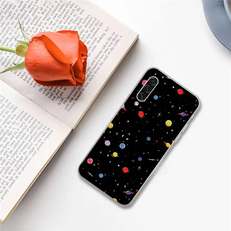 

Starry sky black and white simple Phone Case For Samsung A S M Note 9 10 20 fe 21 71 30 ultra plus 5g 11 31 51 s