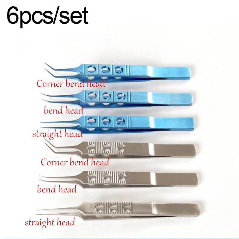 6 шт./компл. Пинцет из нержавеющей стали и титанового сплава 11 см с прямой/гнутой