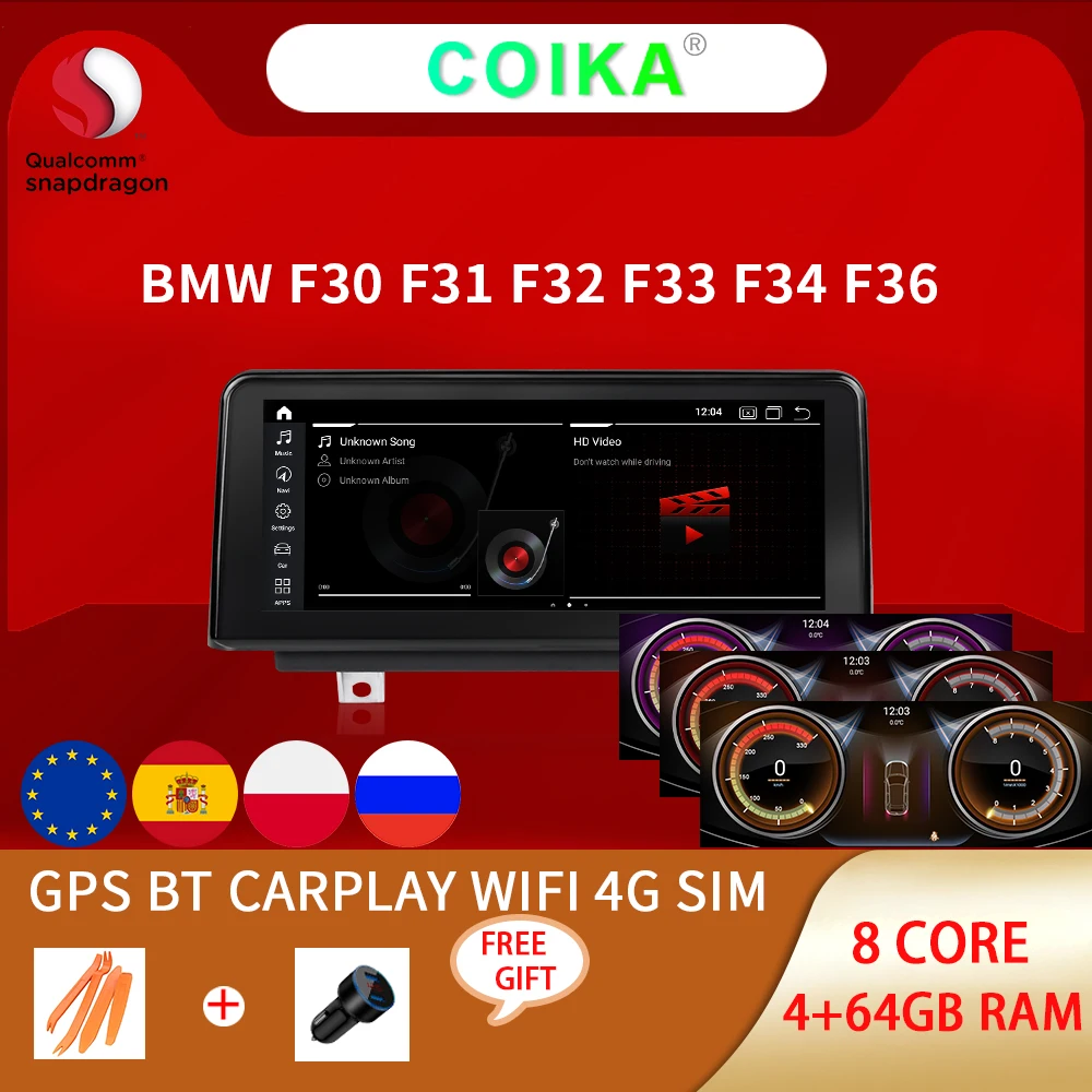 8-ядерный автомобильный мультимедийный плеер Android 10 для BMW F30 F31 F34 F36 2012-2016 WIFI SIM GPS