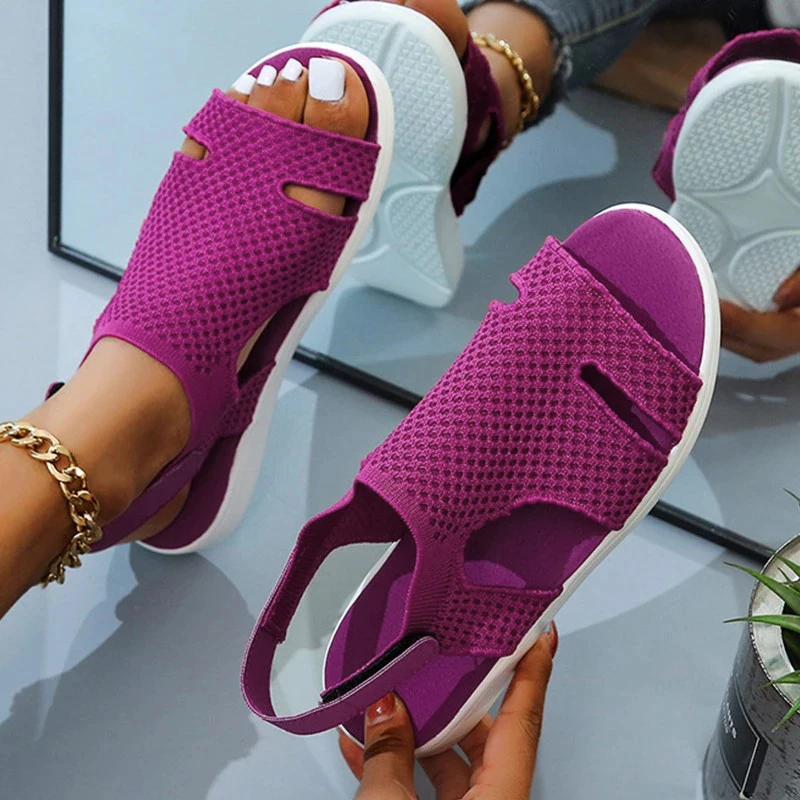 

Breathable Women's Sandals Comfort Mesh Adjustable Ladies Walking Shoes Wedge Heels Summer Platform Sandals Mujer Plus size 43