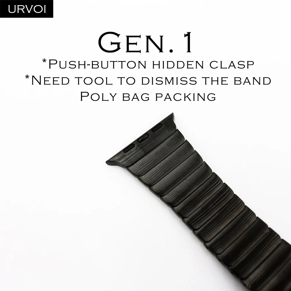 Black Gen.1st URVOI ремешок для apple watch 4 5 3 2 1 соединяющий ремешок браслета для iWatch 42 44 мм высокого качества из нержавеющей стали регулируемый ремешок Gen.6th - Цвет ремешка: Black Gen.1st