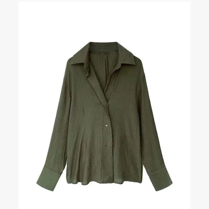 

GOOHOJIO 2020 New Shirts Womens Tops And Blouses Long Sleeve Spring Ladies Solid Loose Style bottoming shirts V-neck mature