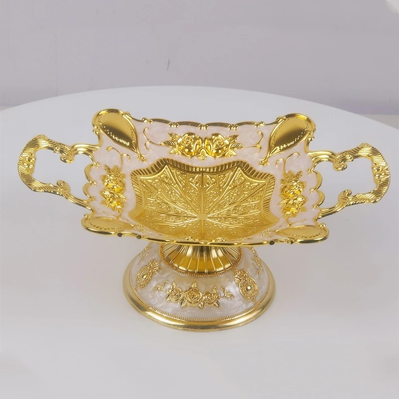 

Позолоченный металлический поднос для закусок, поднос для фруктов из цинкового сплава, модная чаша для орехов для дома, отеля, стола