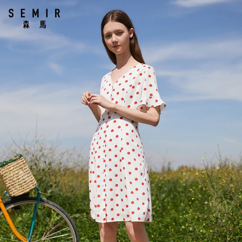 SEMIR женское платье 2021 новые летние v-образным вырезом платья с принтом из дышащих