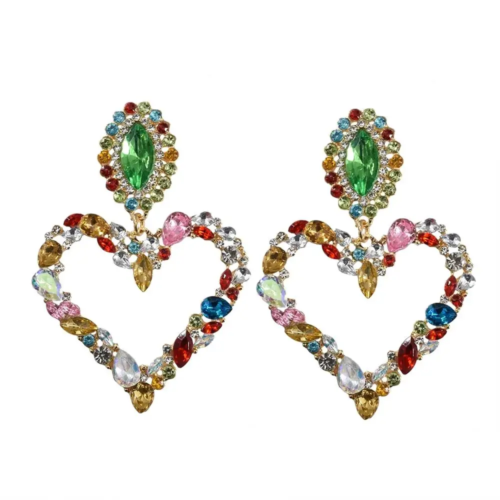 Корейские серьги в форме сердца стразы квадратные геометрические Висячие для