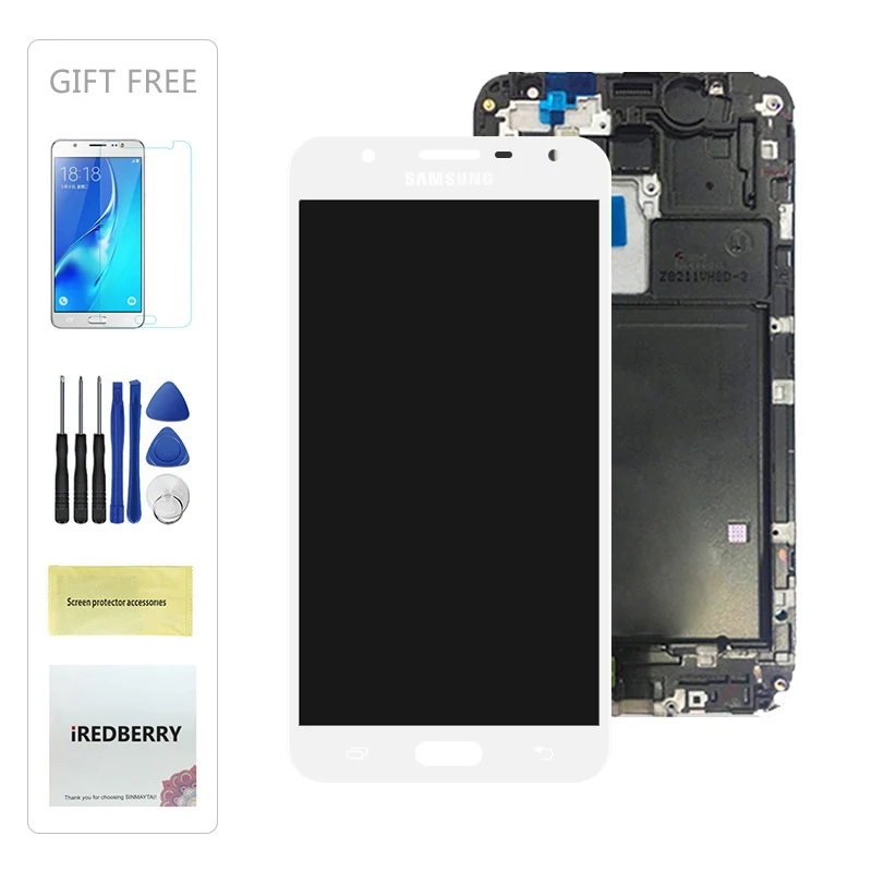 White With Frame 5,5 дюймов J701 дисплей экран для samsung Galaxy J7 Neo J701 J701F J701M J701MT ЖК-дисплей сенсорный экран с рамкой телефон ЖК - Цвет: White With Frame
