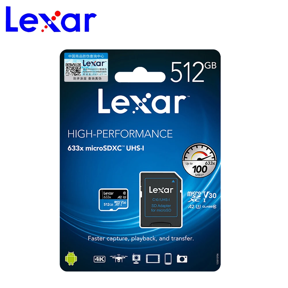 Lexar карта памяти SD 633x95M UHS-I Flash micro sd 512gb 1 ТБ microsd для дрона Gopro Sport camera SDXC Store card 32gb 64gb 128GB